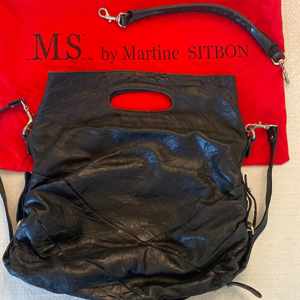 Martine Sitbon black soft leather handbag. Large
